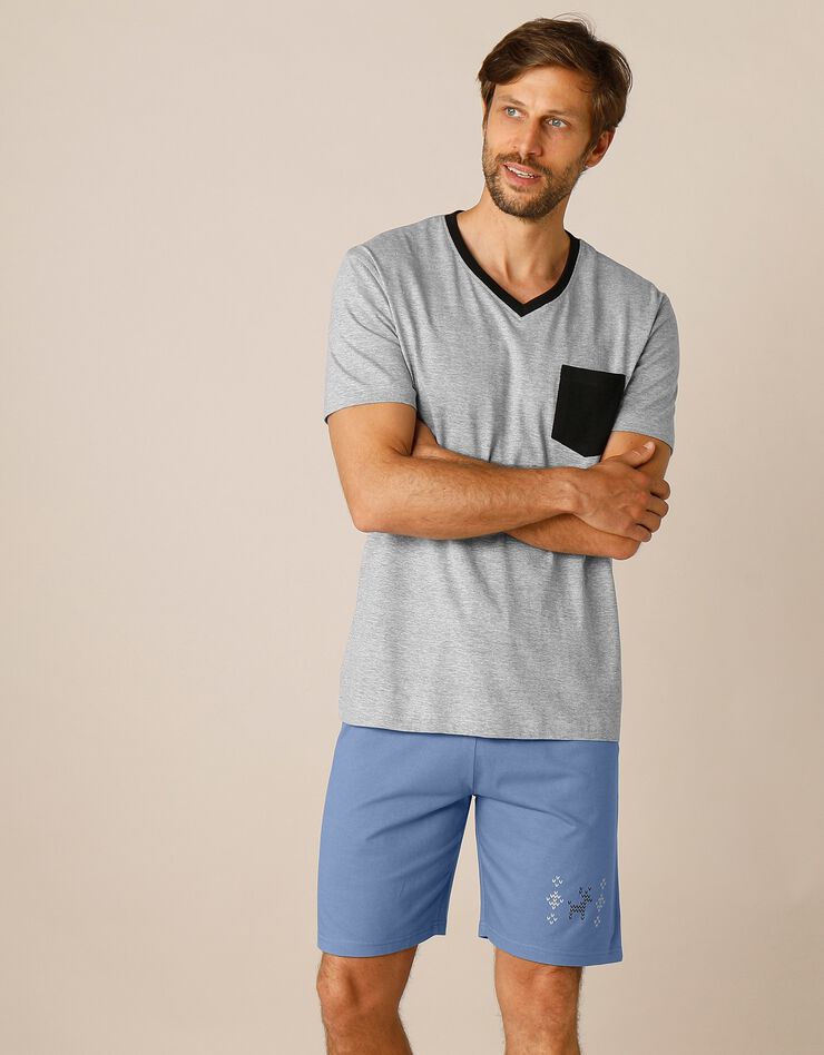 Tee-shirt pyjama bicolore manches courtes (gris chiné) Tee-shirt pyjama bicolore manches courtes (gris chiné)