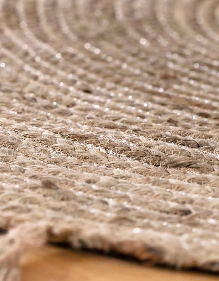 Tapis rond en jute avec fil scintillant et pompons  (jute)