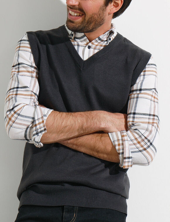 D&eacute;bardeur col V (anthracite)