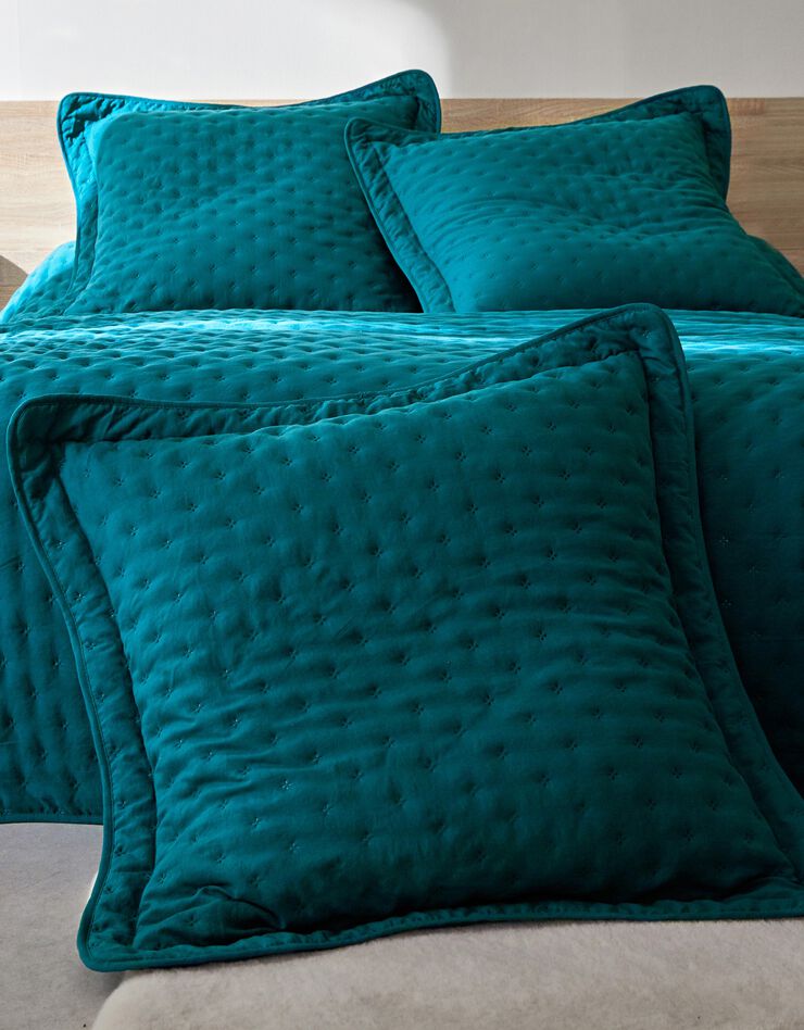 Couvre-lit matelassé - microfibre (bleu paon)