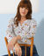 T-shirt col tunisien manches longues, imprimé (blanc)