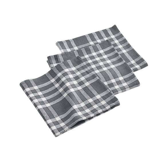 Serviette de table carreaux - Lot de 3 (gris)