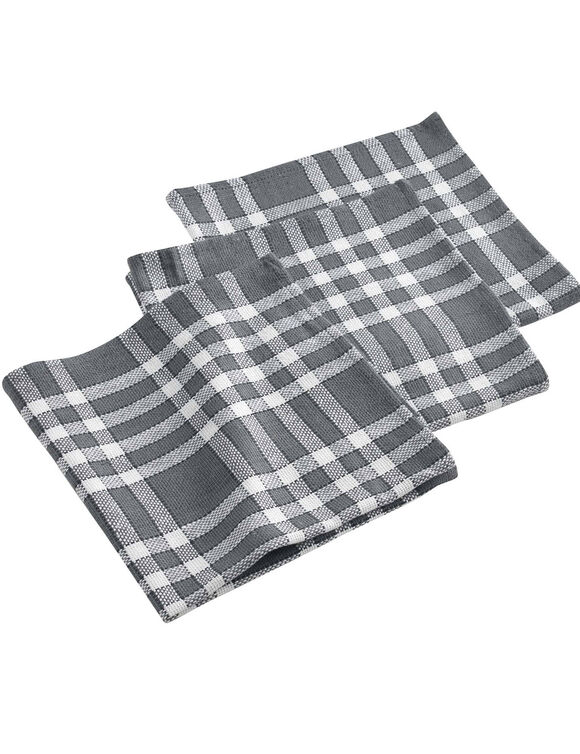 Serviette de table carreaux - Lot de 3 (gris)
