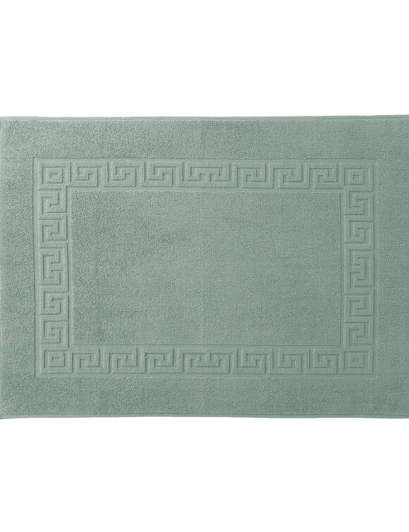 Tapis de bain &eacute;ponge 600 g/m&sup2; liteau motif frise grecque (vert)
