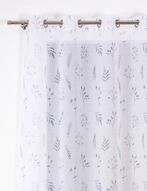 Panneau voile imprimé Herbacé finition oeillets (blanc / gris)
