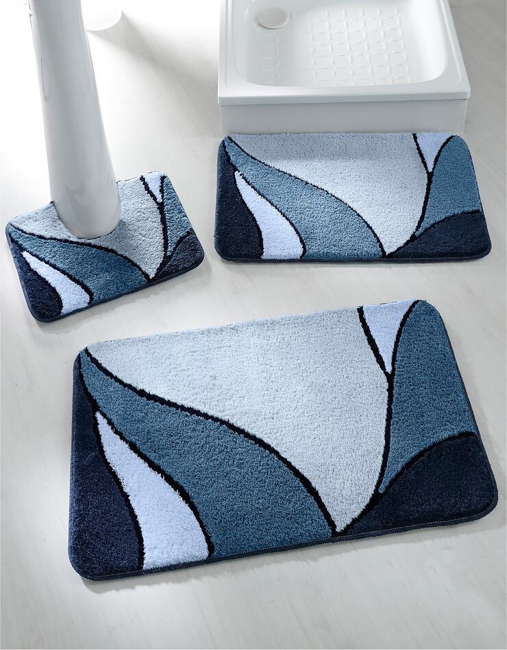 Tapis de bain motif végétal (bleu) Tapis de bain motif végétal (bleu)