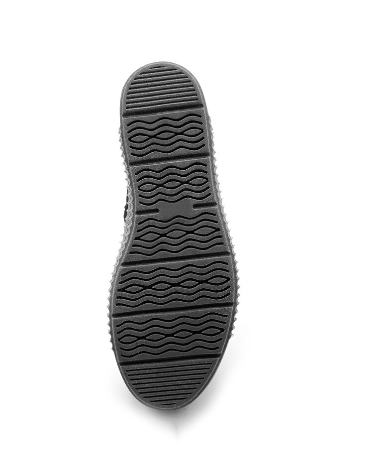Boots compensées grande largeur en cuir femme - noir (noir)