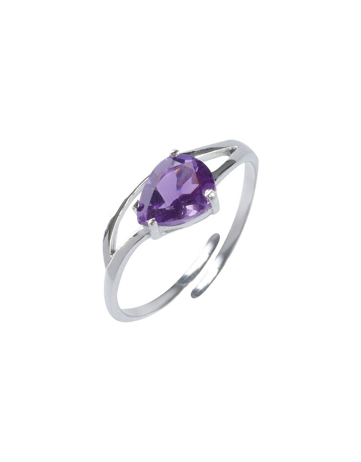 Bague réglable ovale améthyste argent (améthyste)