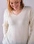 Pull col V, maille anglaise toucher doux (écru)
