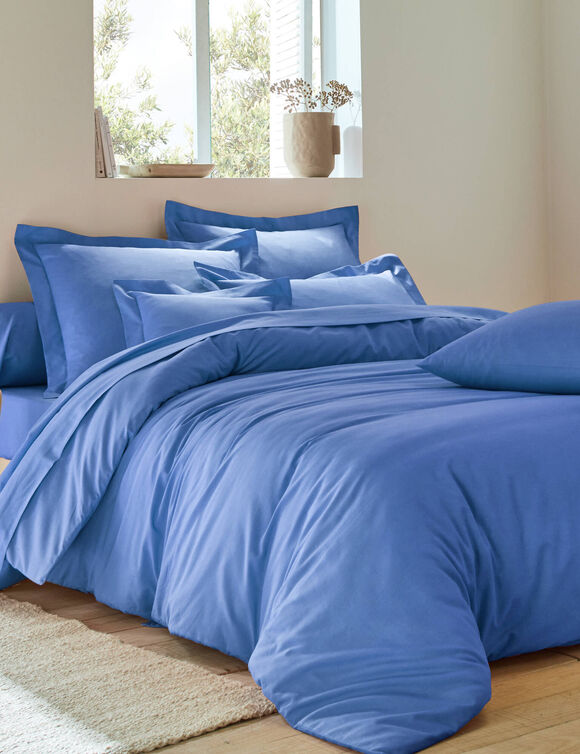 Linge de lit uni coton  (océan)