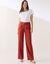 Pantalon large fluide, lin m&eacute;lang&eacute; (terracotta)