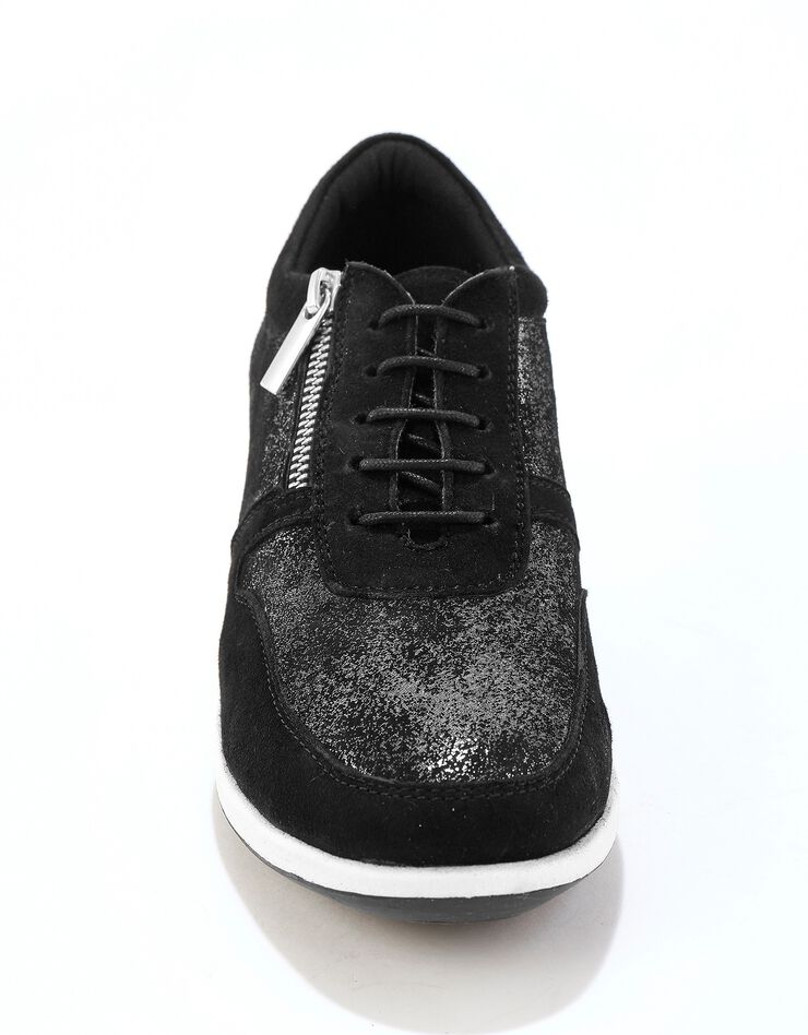 Baskets zippées compensées en cuir femme (noir) Baskets zippées compensées en cuir femme (noir)