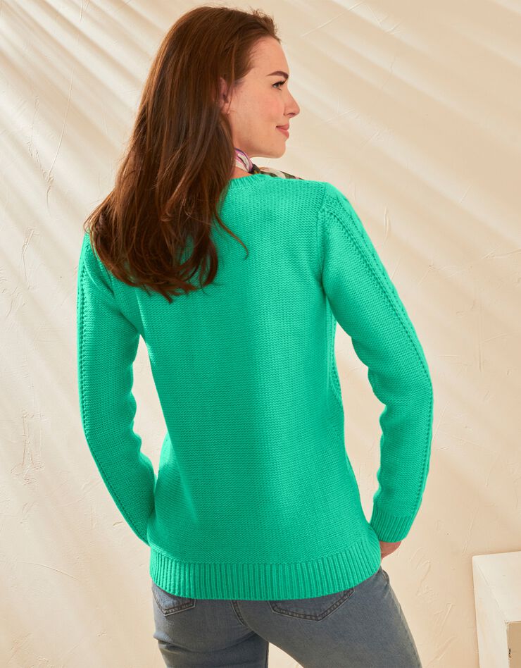 Cardigan femme boutonné torsadé toucher cachemire (vert) Cardigan femme boutonné torsadé toucher cachemire (vert)