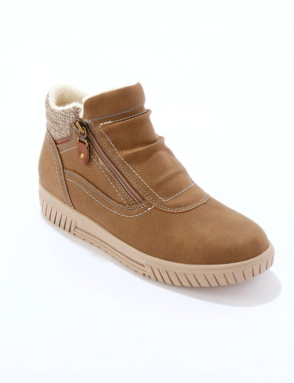 Baskets montantes avec col tricot. (taupe)