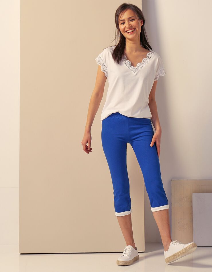 Legging corsaire revers contrastés (bleu / blanc) Legging corsaire revers contrastés (bleu / blanc)