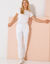 Pantalon jogpant ceinture élastiquée molleton  (blanc)