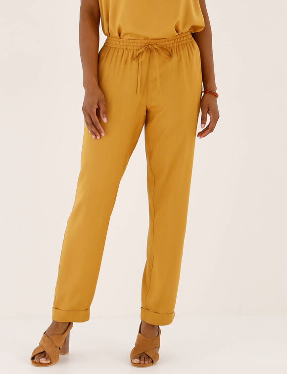 Pantalon 7/8 fusel&eacute; uni (curry)