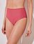 Bas de maillot de bain maxi taille haute maille nid d'abeille Vilorio (rose foncé)