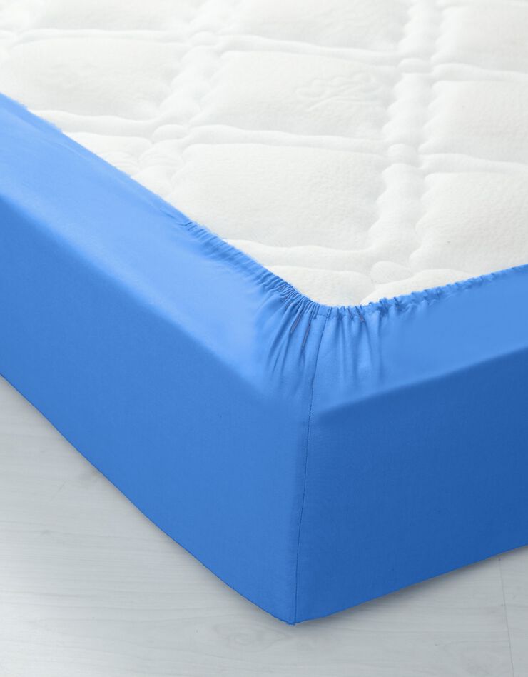 Linge de lit uni polyester-coton Colombine (océan)