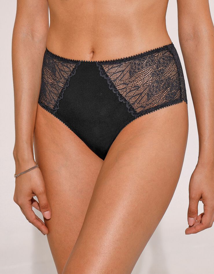 Culotte haute microfibre et dentelle stretch Mogo - Lot de 2 (noir) Culotte haute microfibre et dentelle stretch Mogo - Lot de 2 (noir)