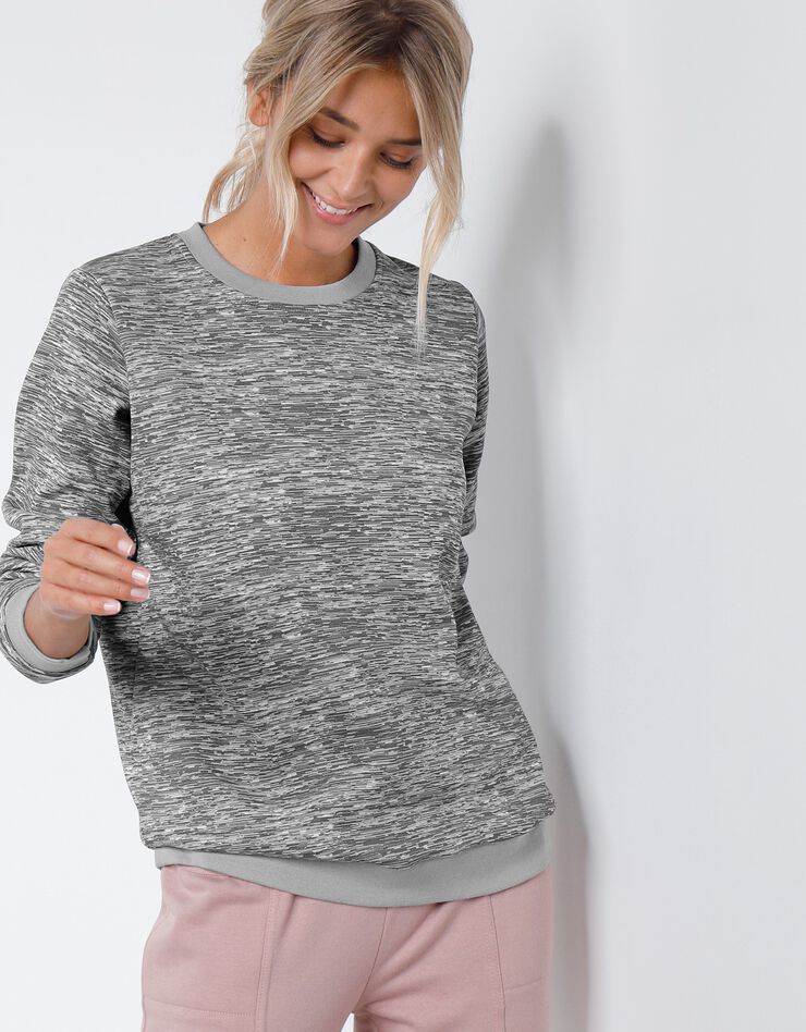 Sweat molleton imprimé, effet chiné (gris chiné) Sweat molleton imprimé, effet chiné (gris chiné)