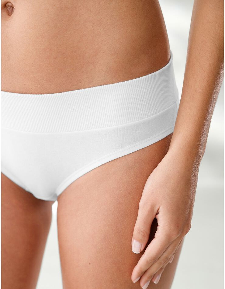 Culotte midi coton stretch ceinture confort - lot de 2 (blanc + noir) Culotte midi coton stretch ceinture confort - lot de 2 (blanc + noir)