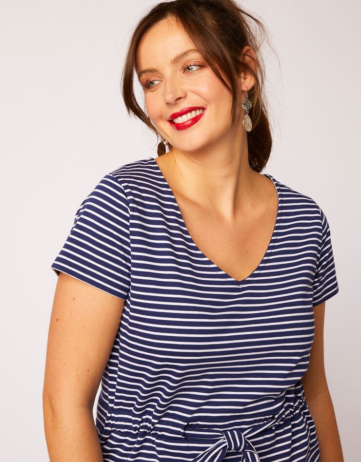 Robe longue marinière manches courtes (marine / blanc) Robe longue marinière manches courtes (marine / blanc)
