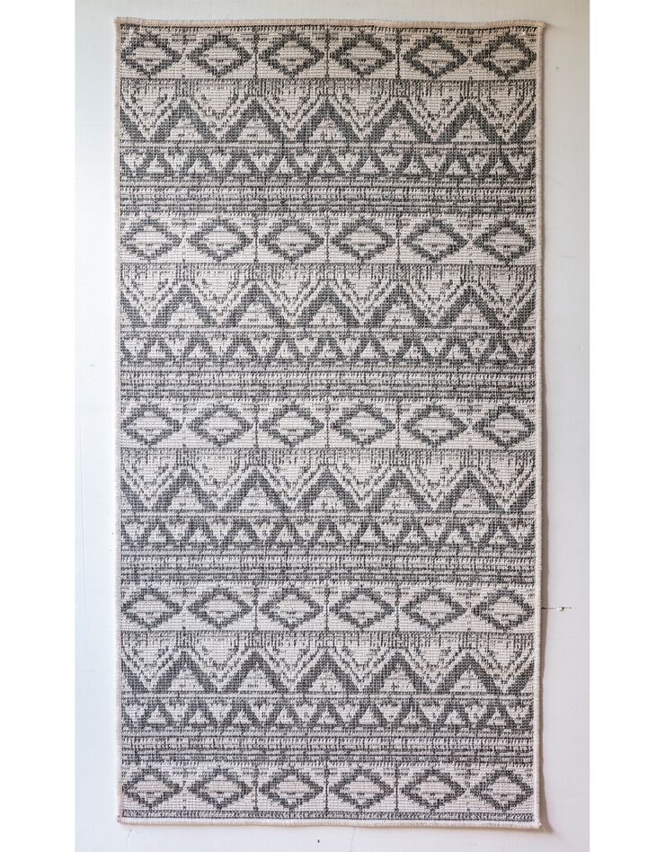 Tapis rectangulaire tissé réversible Bandana (blanc/gris) Tapis rectangulaire tissé réversible Bandana (blanc/gris)