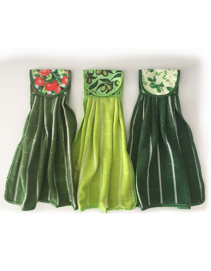 Torchons accroche four - lot de 3 (vert) Torchons accroche four - lot de 3 (vert)
