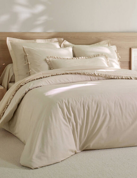 Linge de lit uni - percale de coton 72 fils/cm&sup2; (sable)