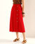 Jupe unie en coton-lin, boutonnage fantaisie (rouge)