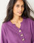 Pull col tunisien manches 3/4, maille fantaisie (violet)