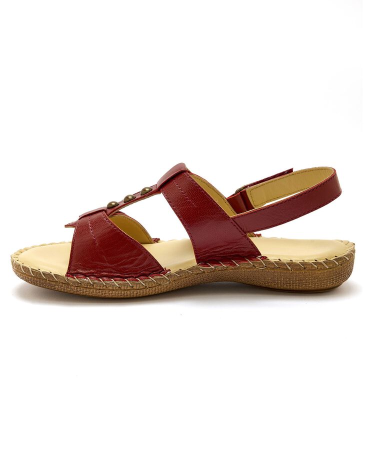 Sandales scratchées en cuir texturé (rouge) Sandales scratchées en cuir texturé (rouge)