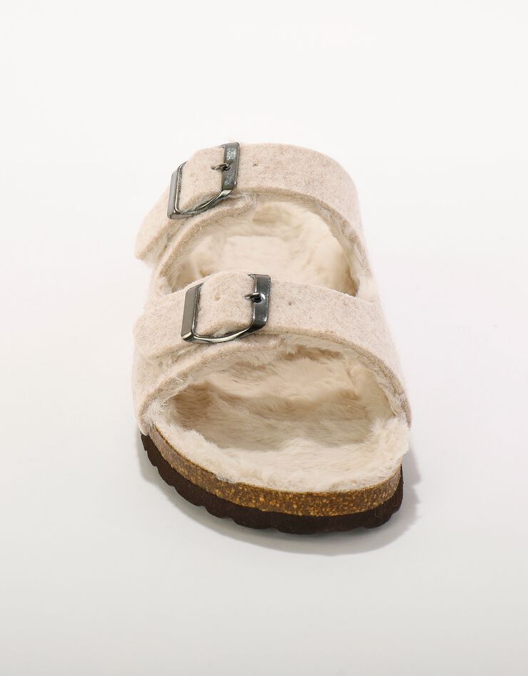 Mules fourrées à boucles (beige) Mules fourrées à boucles (beige)