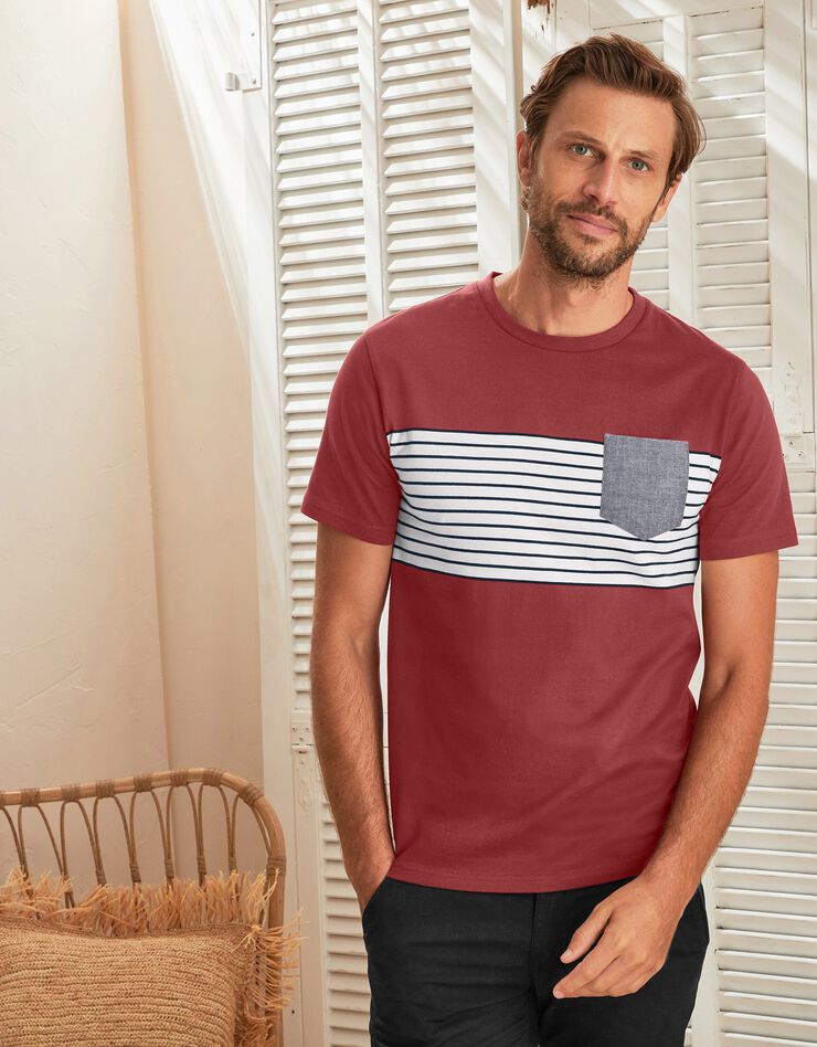 Tee-shirt rayé manches courtes (rouge) Tee-shirt rayé manches courtes (rouge)