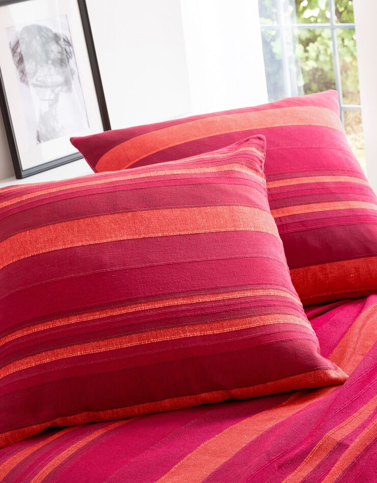Plaid jeté multicolore coton tissage artisanal (rouge) Plaid jeté multicolore coton tissage artisanal (rouge)