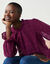 Blouse col victorien unie, dentelle (prune)