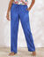 Pantalon large fluide uni (bleu)