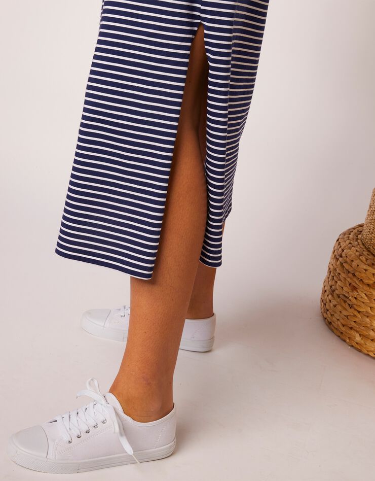 Robe longue marinière manches courtes (marine / blanc) Robe longue marinière manches courtes (marine / blanc)