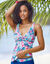 Haut de tankini drapé imprimé Bawa - forme foulard (aqua / rose)