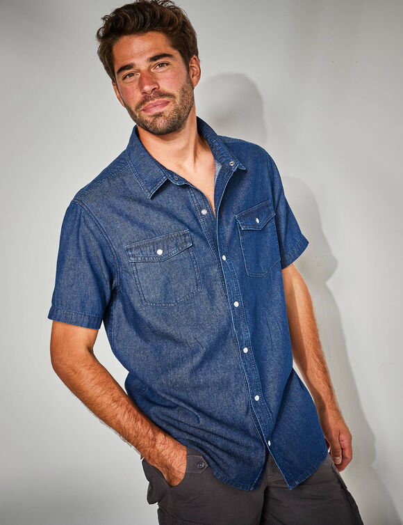 Chemise pressionnée manches courtes (stone)