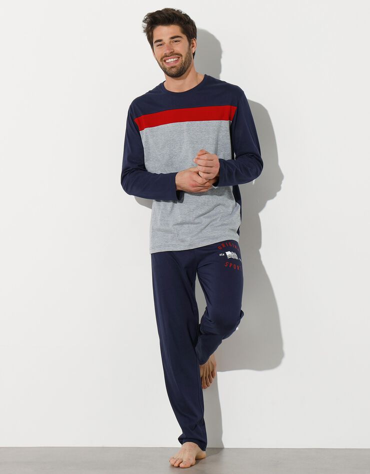 Pantalon de pyjama bleu marine imprimé placé (marine) Pantalon de pyjama bleu marine imprimé placé (marine)