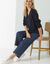 Pull loose col V, maille anglaise (marine)
