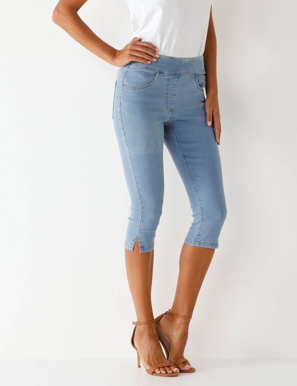 Corsaire fusel&eacute; ultra stretch, maille effet jean (bleached)