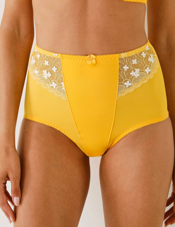 Gainette microfibre tulle brod&eacute; Caminata (jaune)