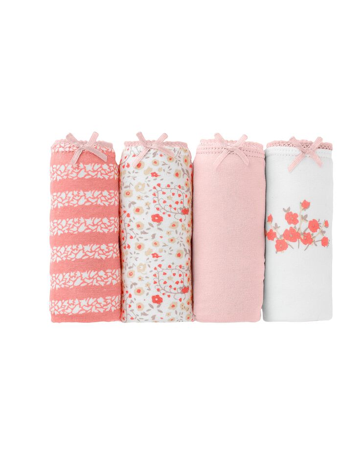 Culotte forme midi en coton uni + imprimé – Lot de 4 (beige / corail) Culotte forme midi en coton uni + imprimé – Lot de 4 (beige / corail)