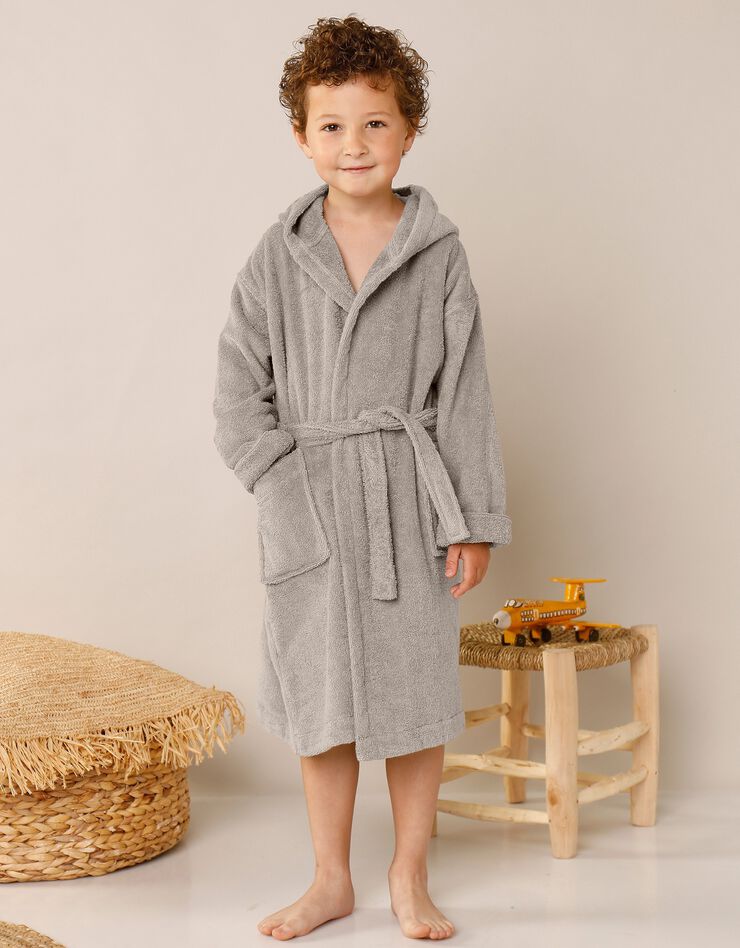 Peignoir de bain enfant ourson à capuche éponge coton - 380 g/m² (taupe) Peignoir de bain enfant ourson à capuche éponge coton - 380 g/m² (taupe)