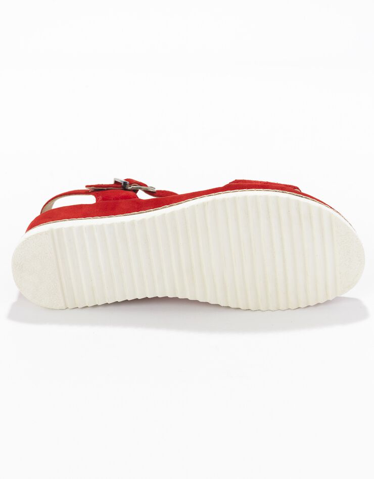 Sandales compensées crantées en croûte de cuir  (rouge)