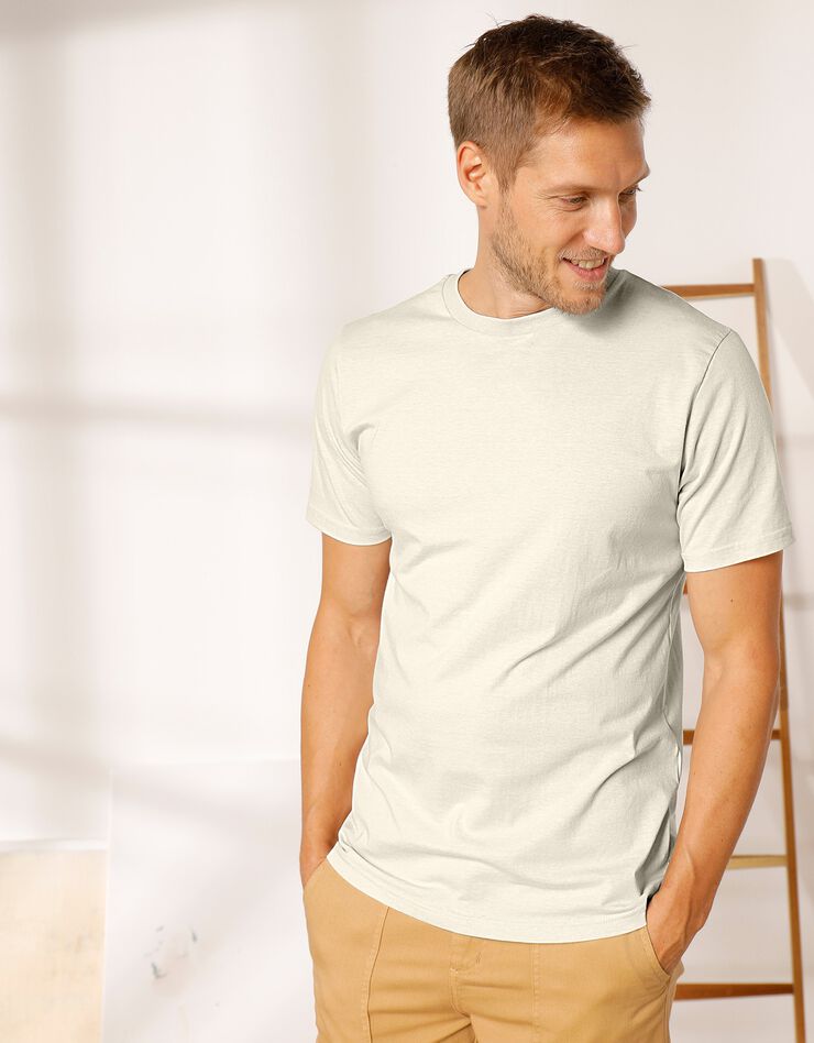 Tee-shirt col rond manches courtes - lot de 3 (3 écru chiné / gris / bleuet) Tee-shirt col rond manches courtes - lot de 3 (3 écru chiné / gris / bleuet)