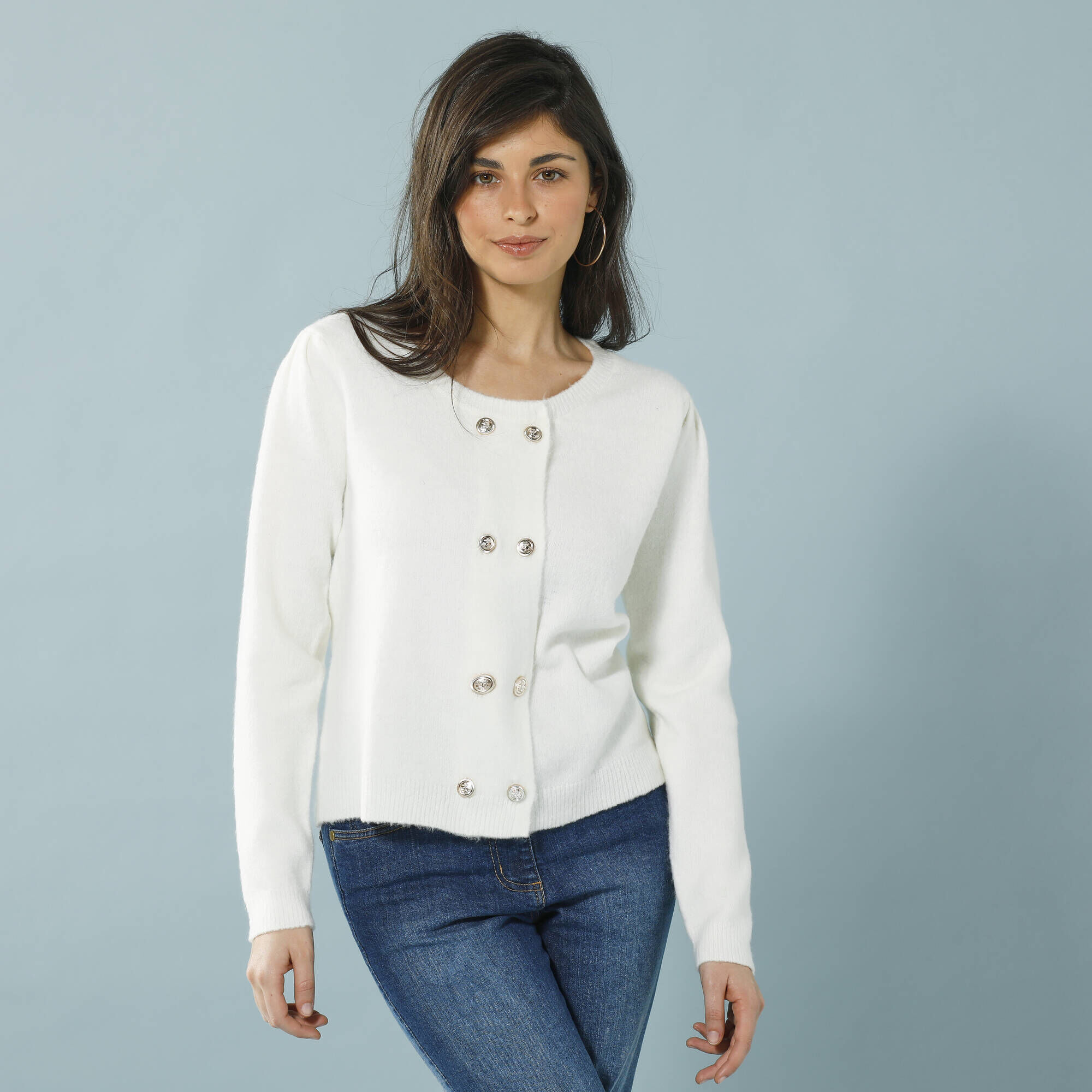 Pull Petite Taille L – White House Black Market – Manches Marbrées, Décolleté épaule – Neuf
